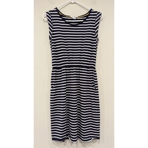 Boden Blackberry Mini Stripe Navy White Pocket Dress Size 4 Regular